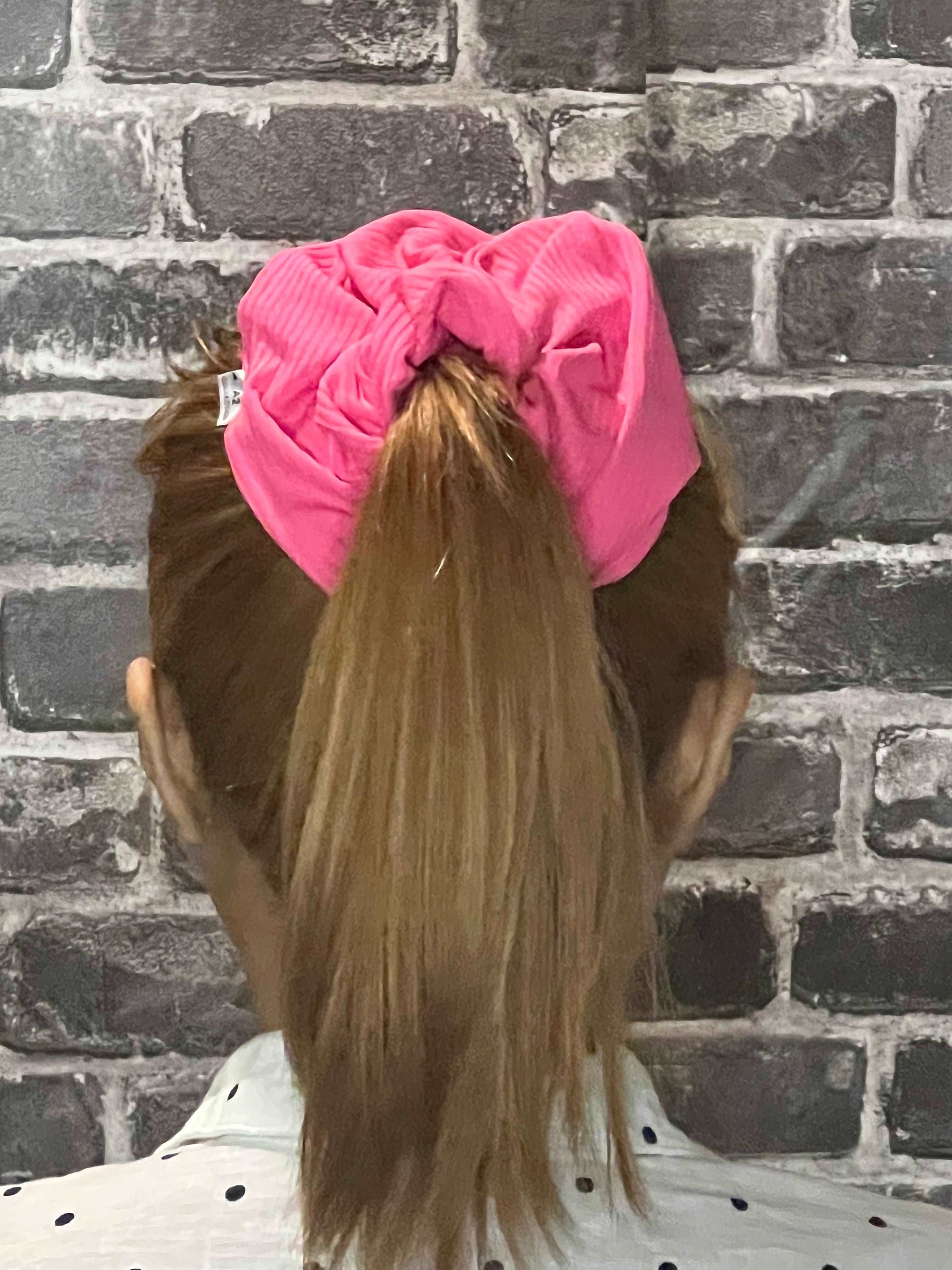 Made from recycled poly ribbed. Limited stocks only. Phoebe scrunchie will definitely brings out the barbie in you.